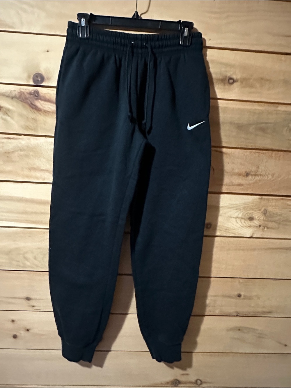 Nike Women's Black Jogger Sweatpants White Swoosh Logo Small